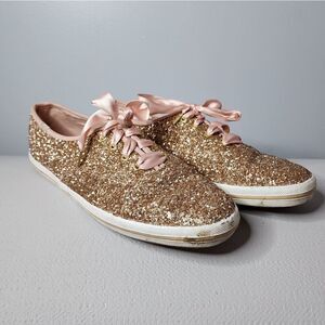 Keds Kate Spade Champion Glitter Sneaker Rose Gold Size US 9